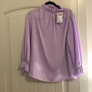 lavender pear button blouse